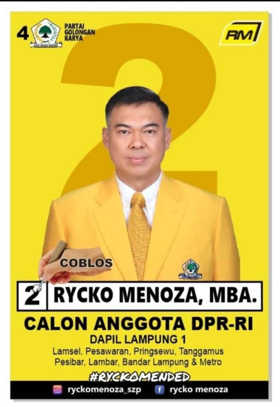 Golkar Pastikan Satu Kursi DPR RI Lampung 1, Rycko Menoza Suara Terbanyak