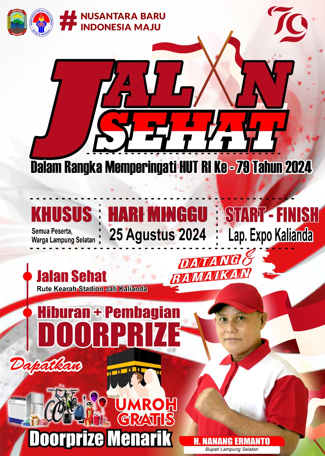 Yuk Ramaikan, Pemkab Lampung Selatan Gelar Jalan Sehat Hadiah Umrah, Minggu 25 Agustus 2024