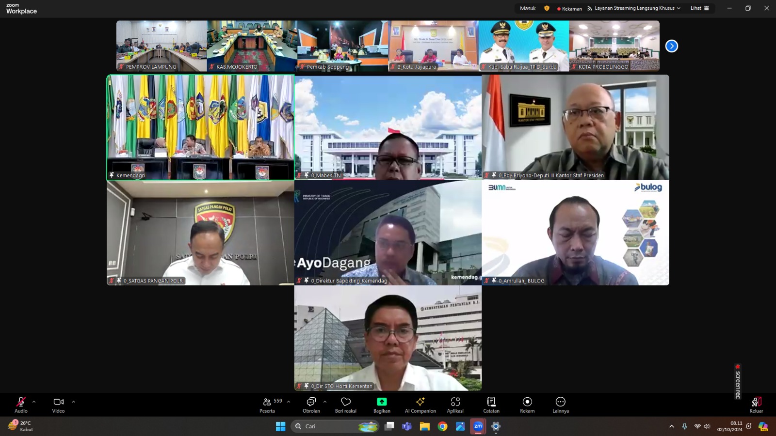 Pemprov Lampung Ikuti Rapat Koordinasi Pengendalian Inflasi Daerah