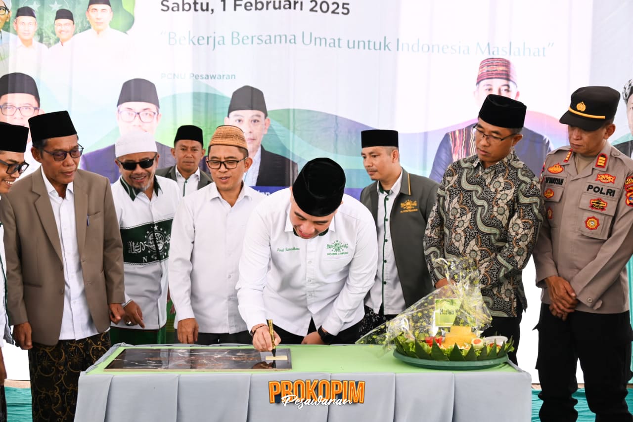 Bupati Dendi Ramadhona Hadiri Tasyakuran Harlah Ke-102 NU Sekaligus Peresmian Gedung PCNU Kabupaten Pesawaran