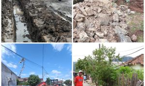 Camat Sukabumi dan Campang Beserta Jajaran Memantau Perbaikan Talud Yang Jebol dan Pengerukan Drainase