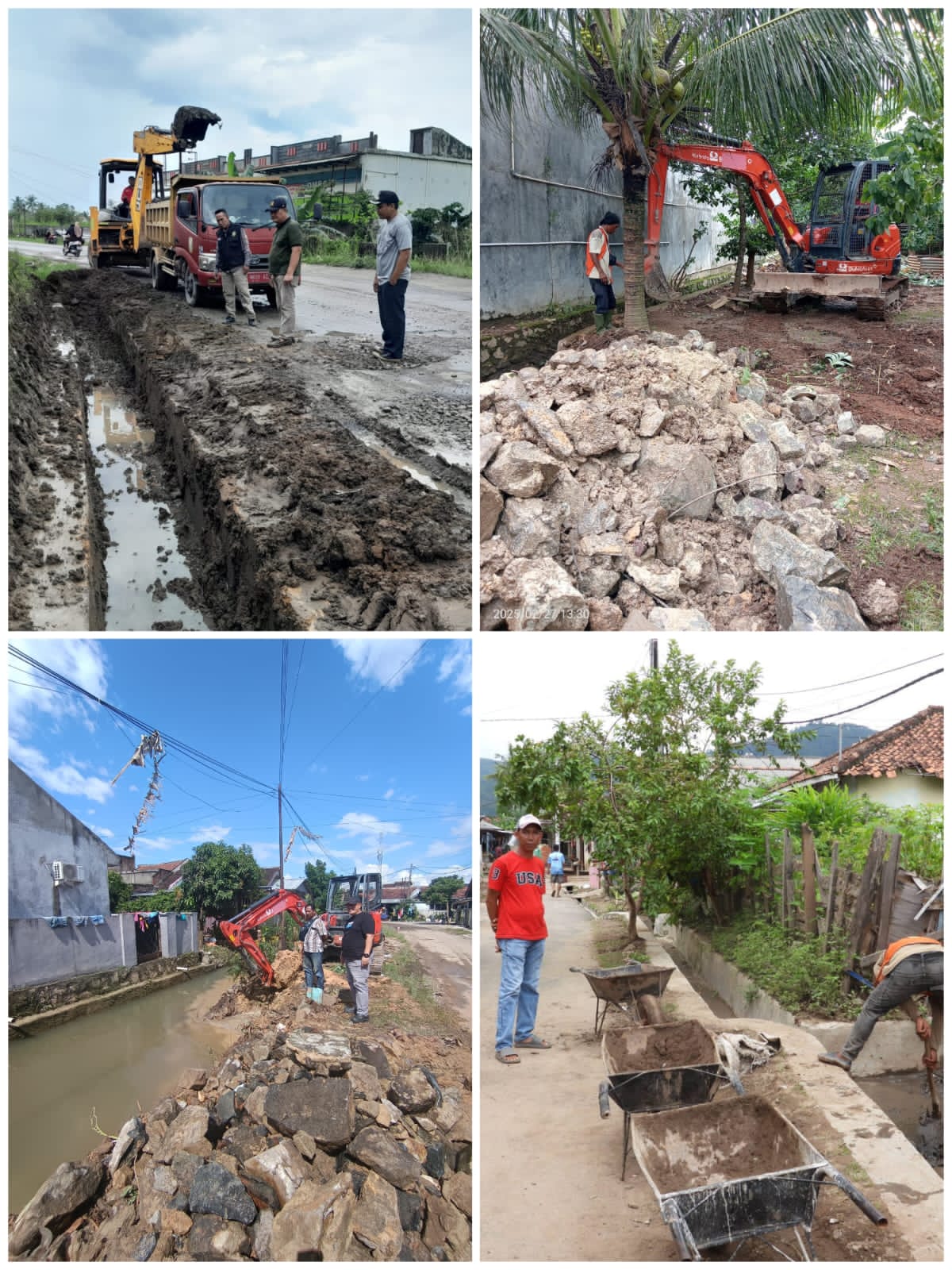 Hindari Banjir Warga Perumahan Permata Biru Sukarame Baru Lakukan Gotong Royong