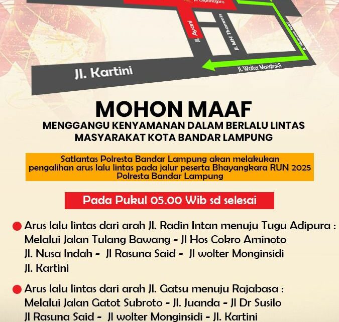 Polresta Bandar Lampung Alihkan Arus Lalu Lintas