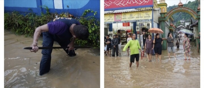 Diduga Drainase Ditutup PT. Pelindo, Kelurahan Pidada dan Panjang Utara Banjir