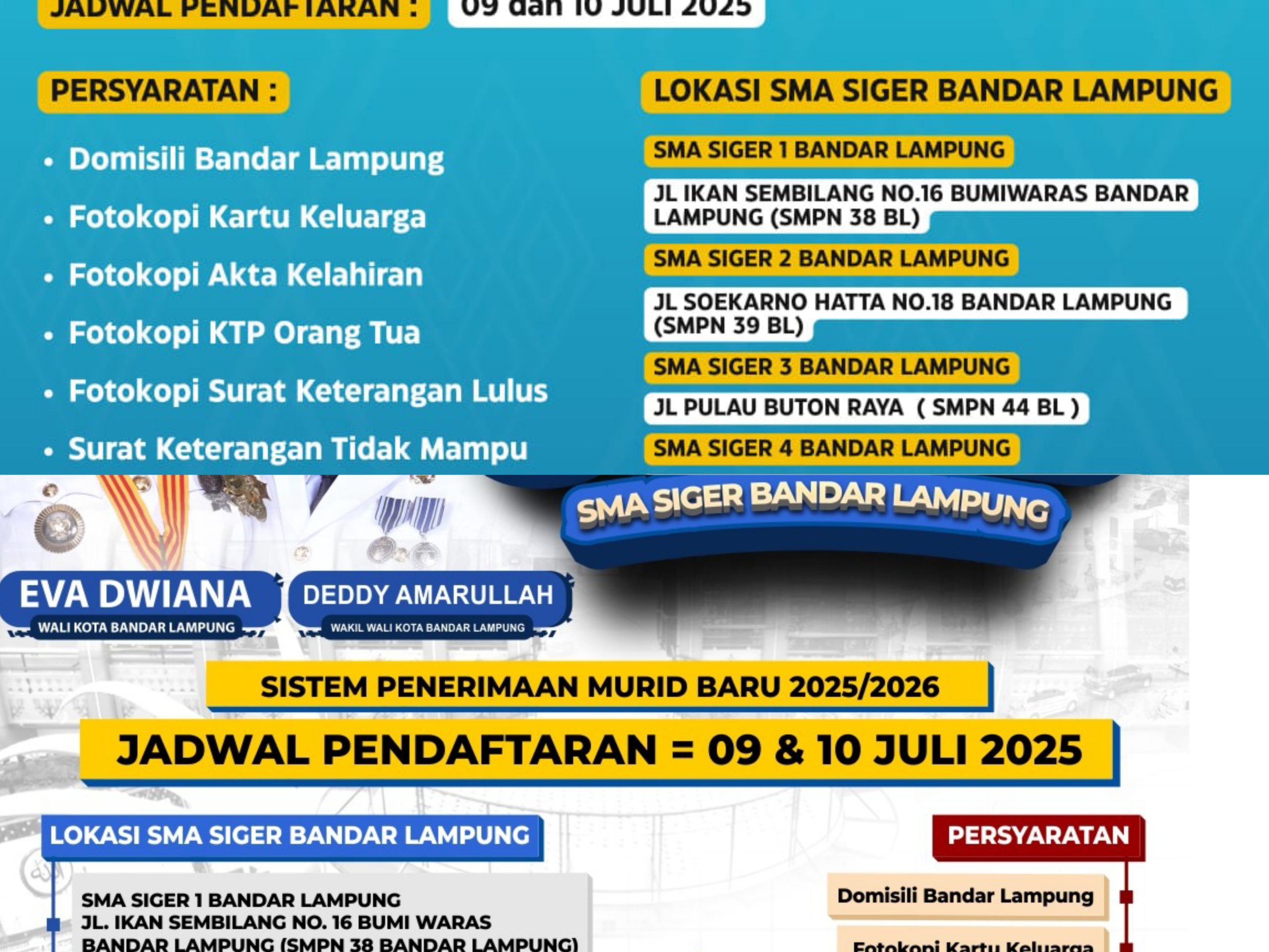 Catat ini jadwal Pendaftaran SMA Siger Bandar Lampung