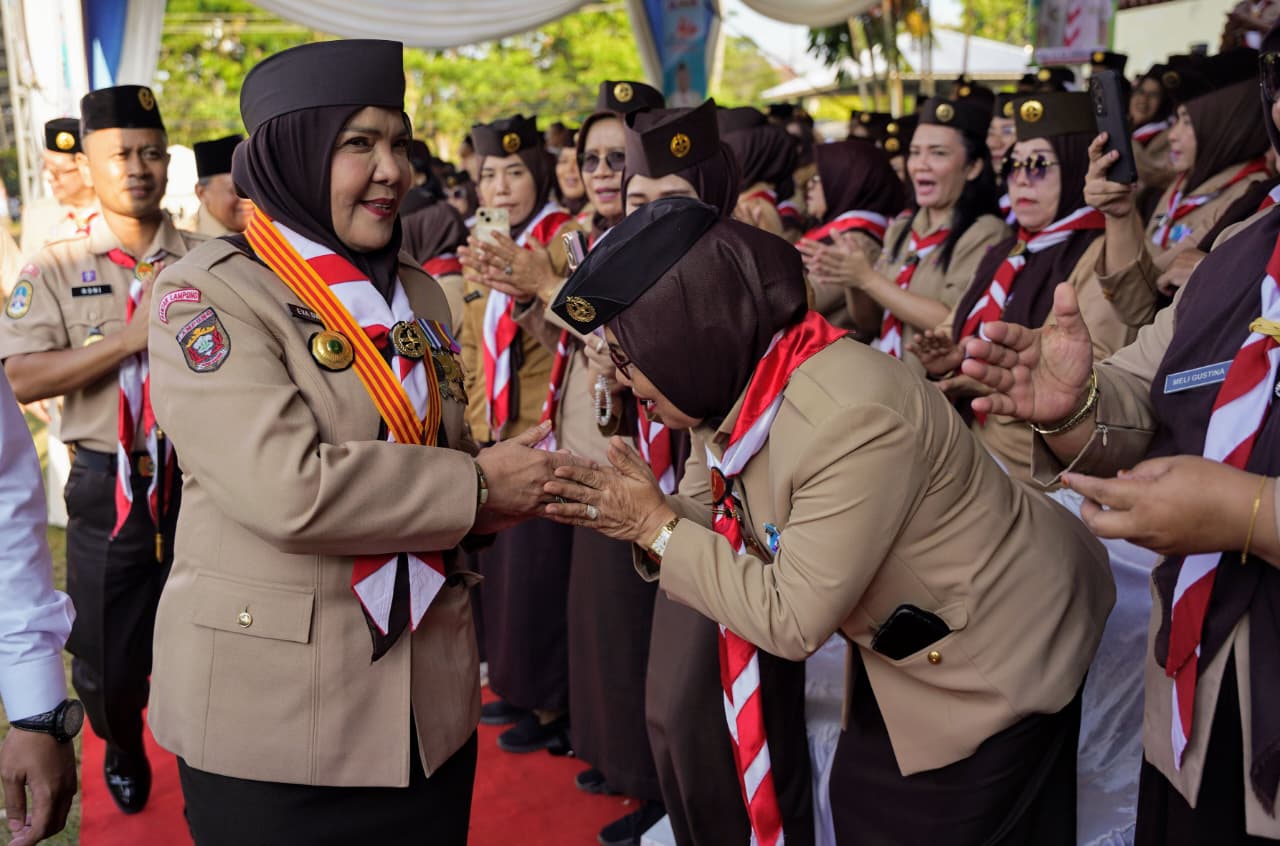 Walikota Bandar Lampung Hj. Eva Dwiana Hadiri Kegiatan Perkemahan Pramuka di Rajabasa