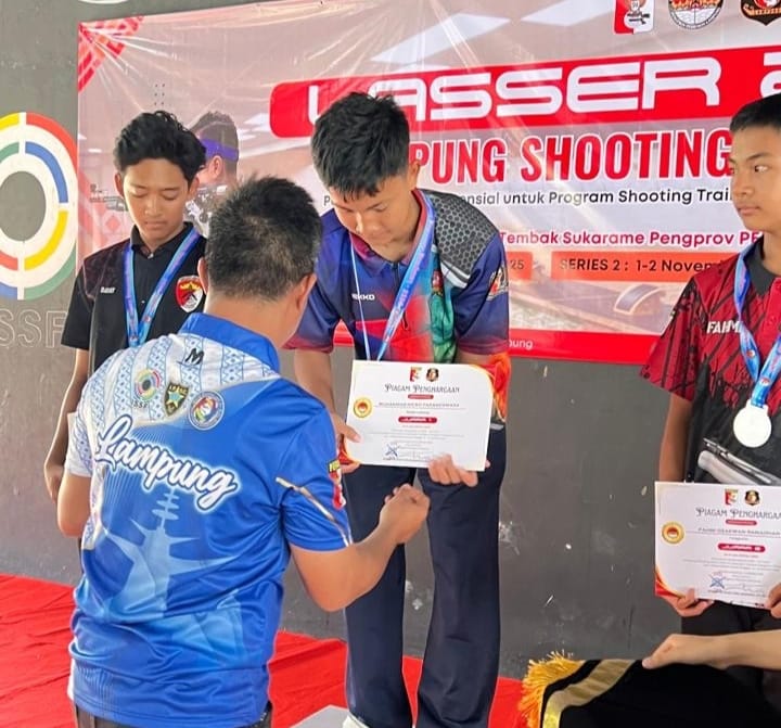 Putra Prajurit Yonif 9 Marinir Raih Juara Lomba Menembak Kejuaraan Lampung Shooting Series Lasser 2025
