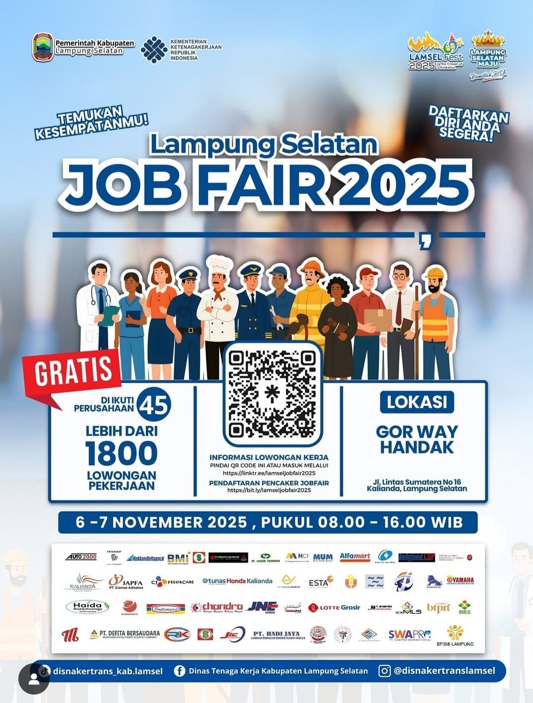 Buka 1.800 Lowongan! Pemkab Lampung Selatan Gelar Job Fair 2025 di GOR Way Handak