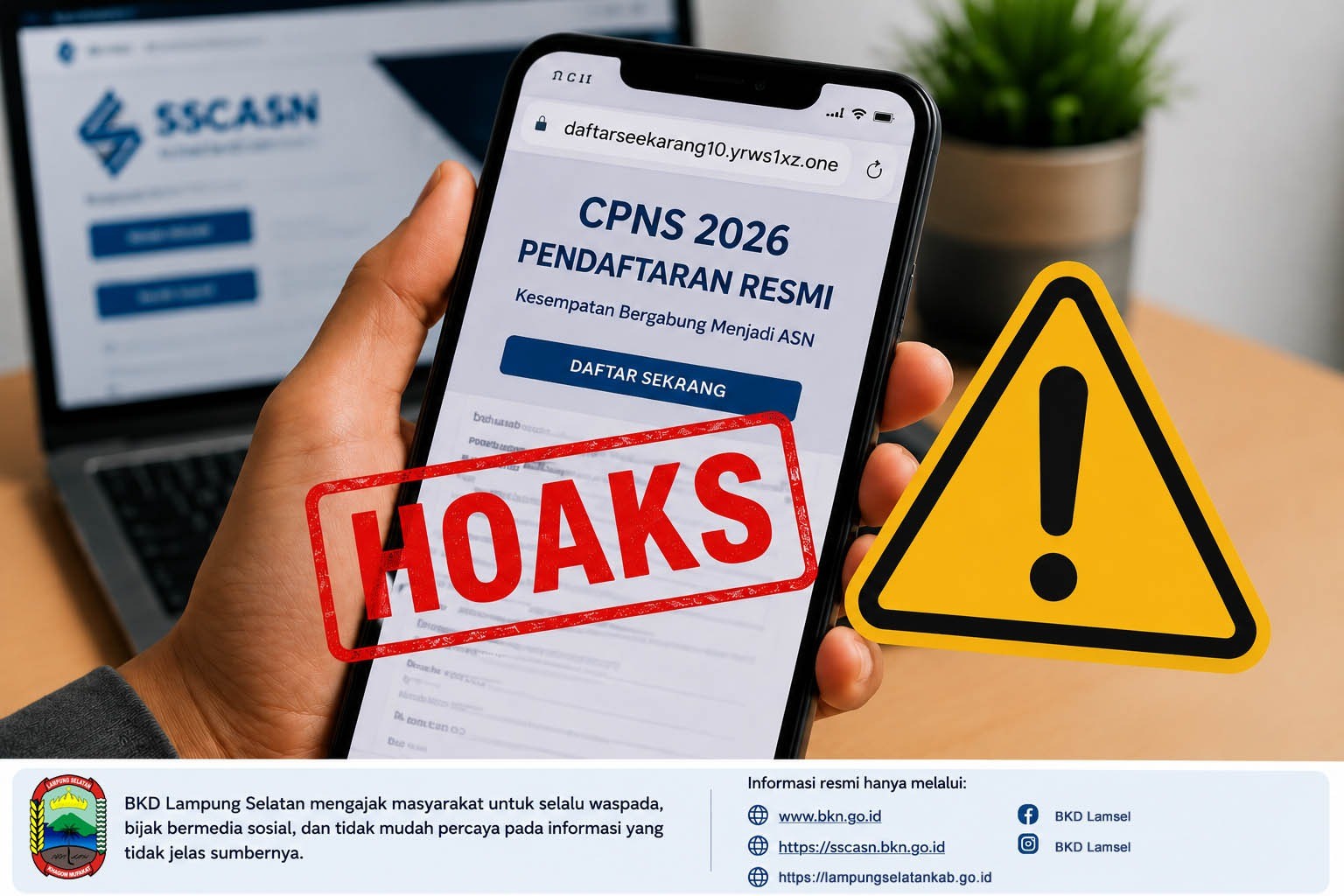 Waspada Penipuan! Link Pendaftaran CPNS 2026 Palsu Beredar, BKD Lampung Selatan Minta Warga Jeli
