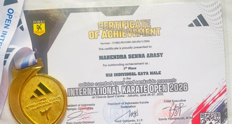 Meski Biaya Sendiri, Mahendra Atlit Karate Asal Pesawaran Meraih Medali Emas “Adidas International Open 2026 “Jakarta