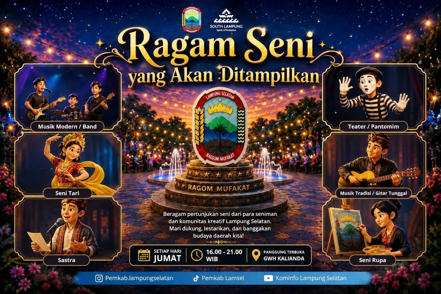 Pentas Seni Budaya Helau Hadir di GWH Kalianda, Pemkab Lampung Selatan Perkuat Budaya dan Ekonomi Kreatif