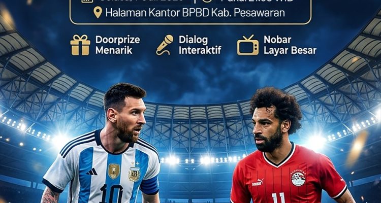 BPBD Pesawaran Gelar Nobar Argentina Vs Mesir, di Halaman Kantor