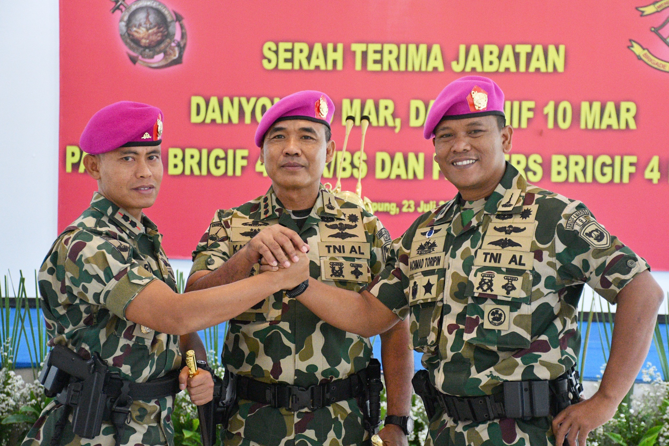 Danbrigif 4 Mar/BS Pimpin Sertijab Empat Jabatan Strategis di Lingkungan Brigif 4 Mar/BS